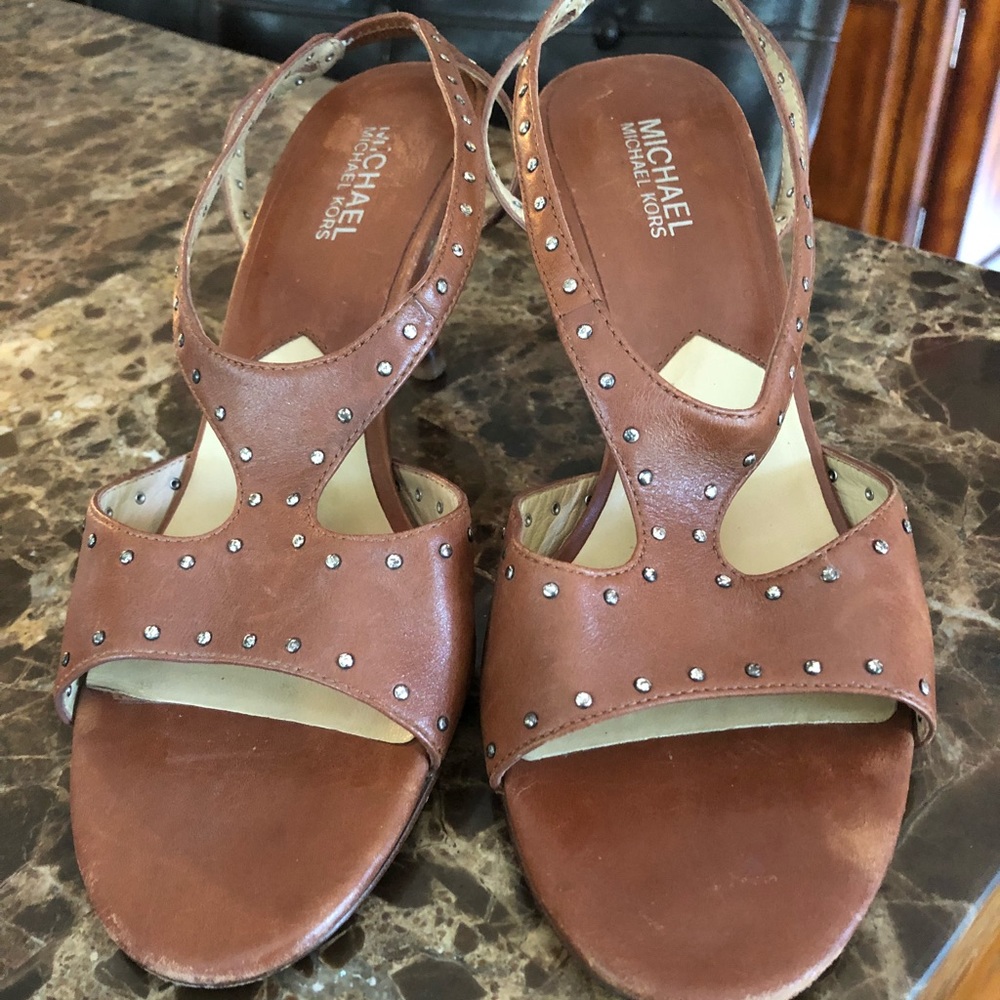 Michael Kors Brown leather sling back